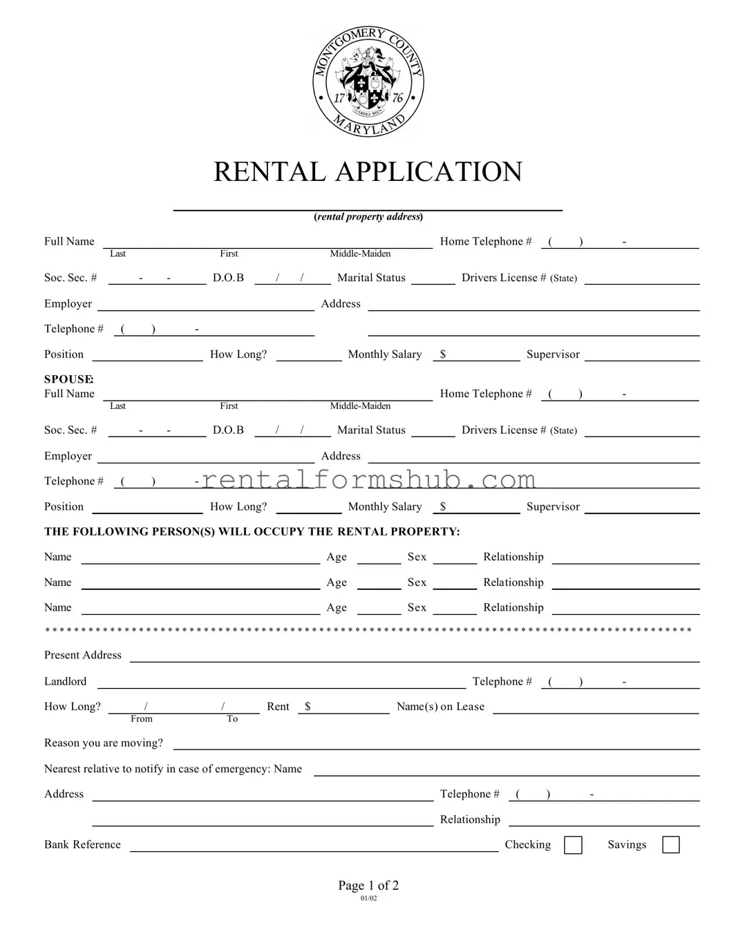 Fill Out a Valid Montgomery Rental Application Form