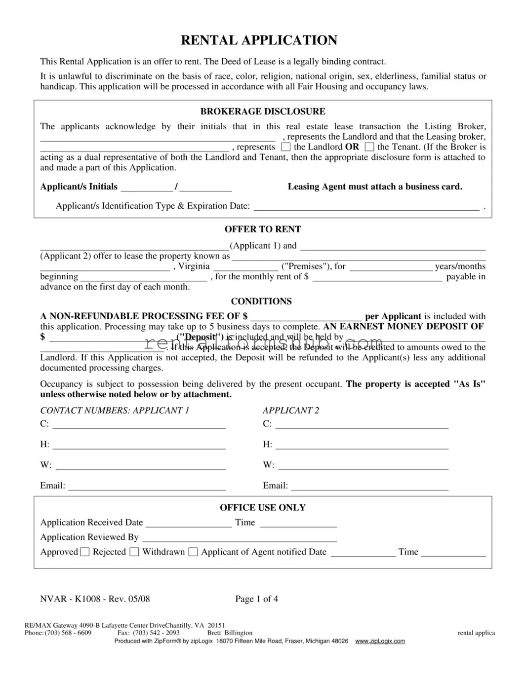 Fill Out a Valid Nvar Rental Application Form