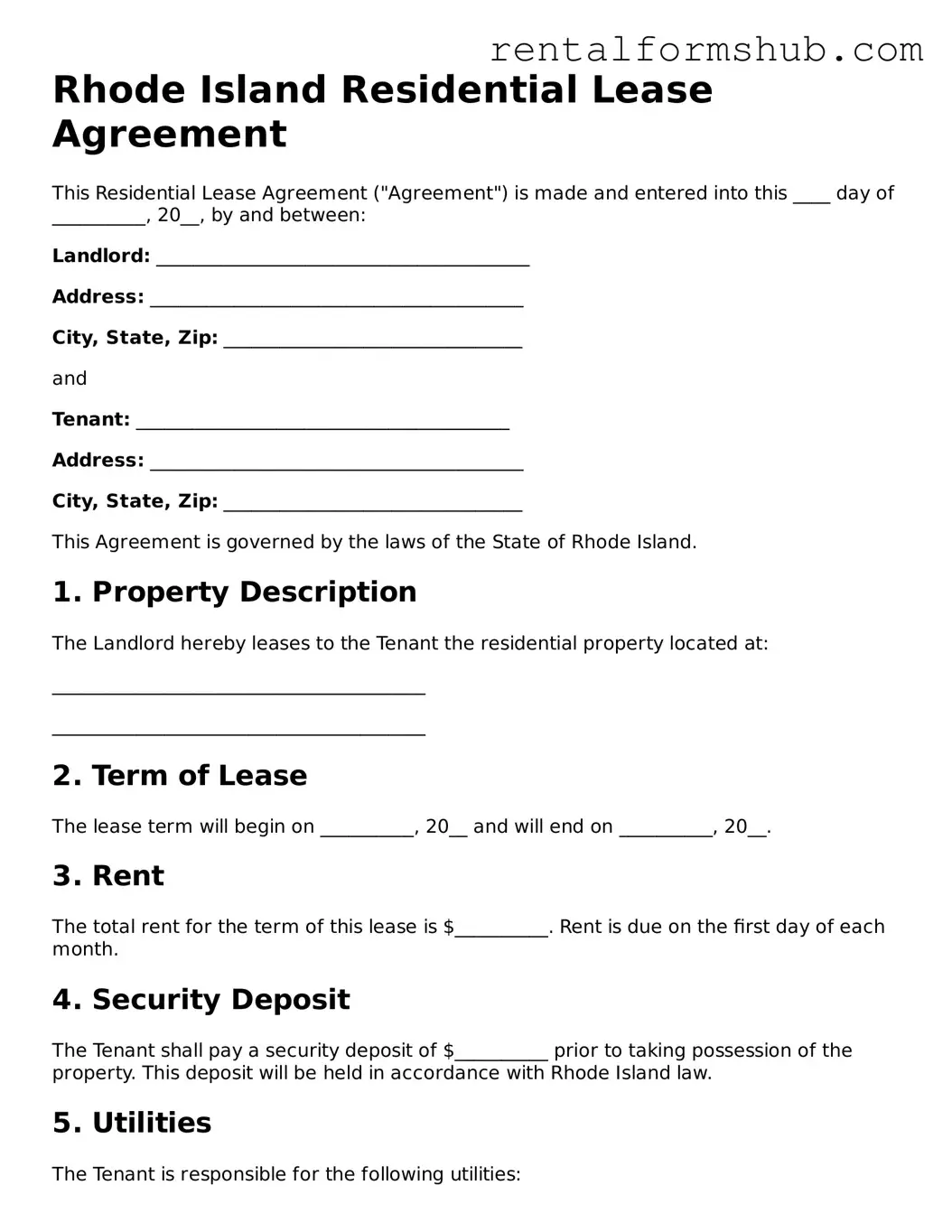 Official Rhode Island Residential Lease Agreement Template