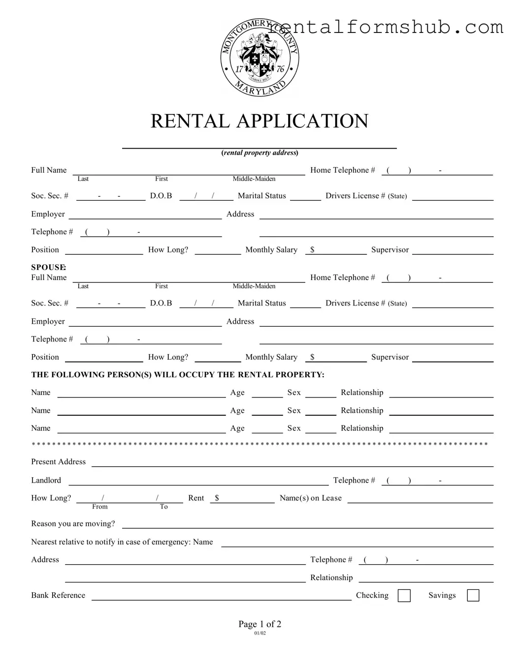 Fill Out a Valid Montgomery Rental Application Form
